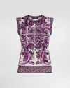 Dolce & Gabbana Dolce&gabbana Majolica Print Silk Sweater In Purple