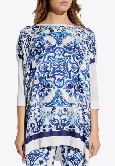 Dolce & Gabbana Majolica Print Silk Top