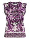 Dolce & Gabbana Dolce&gabbana Majolica Print Silk Sweater In Purple