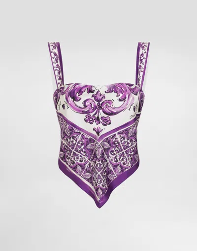 Dolce & Gabbana Majolica-print Silk Top In Multi