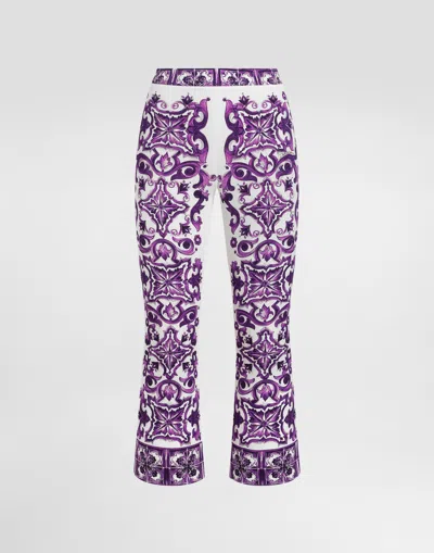 Dolce & Gabbana Majolica Print Silk Trousers