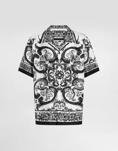 DOLCE & GABBANA MAJOLICA-PRINT SILK TWILL HAWAII SHIRT