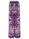 Dolce & Gabbana Majolica Print Silk Twill Pants In White