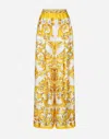 Dolce & Gabbana Majolica-print Silk Twill Pants With Elasticated Waistband In Print