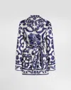 Dolce & Gabbana Majolica-print Silk Vanity Shirt In Blue