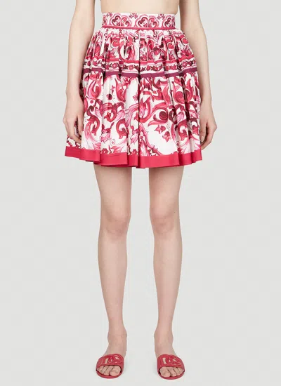 Dolce & Gabbana Majolica Print Skirt In Red