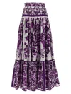 Dolce & Gabbana Violet Long Skirt With Ruffle Hem And All-over Floral Motif In Cotton Woman In Purple