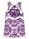 Dolce & Gabbana Majolica-print Sleeveless Dress In Purple
