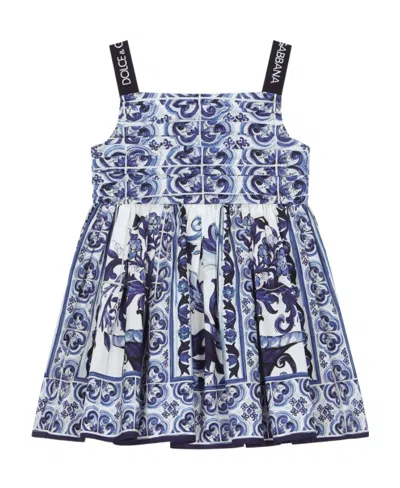 Dolce & Gabbana Majolica-print Sleeveless Mini Dress In Blue