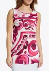 Dolce & Gabbana Majolica Print Sleeveless Silk Top