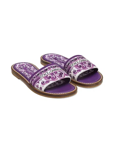 Dolce & Gabbana Kids' Majolica-print Slides