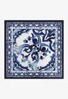 Dolce & Gabbana Majolica Printed Finished Edge Twill Scaf In Blue