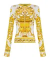 Dolce & Gabbana Dolce&gabbana Majolica Print Silk Sweater In Yellow