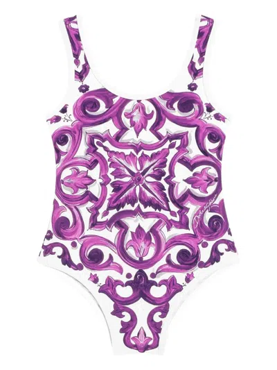 DOLCE & GABBANA MAJOLICA-PRINT SWIMSUIT