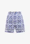 Dolce & Gabbana Majolica Print Tailored Shorts In Blue