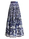 Dolce & Gabbana Majolica-print Tiered Skirt In Multi