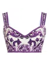 Dolce & Gabbana Dolce  Gabbana Majolica-printed Bustier Top In Purple