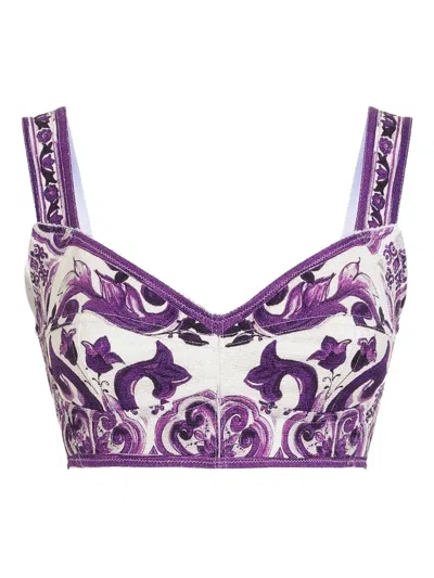 Dolce & Gabbana Majolica-print Top In Purple