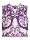 Dolce & Gabbana Majolica Boxy Crop Top In Purple