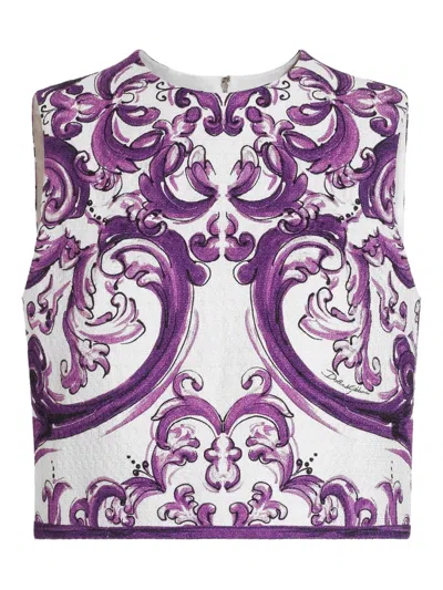 DOLCE & GABBANA MAJOLICA-PRINT TOP