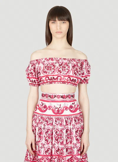 Dolce & Gabbana Majolica Print Top In Pink