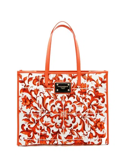 Dolce & Gabbana Majolica Print Tote Bag In Multi