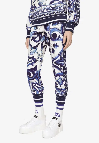 DOLCE & GABBANA MAJOLICA PRINT TRACK PANTS