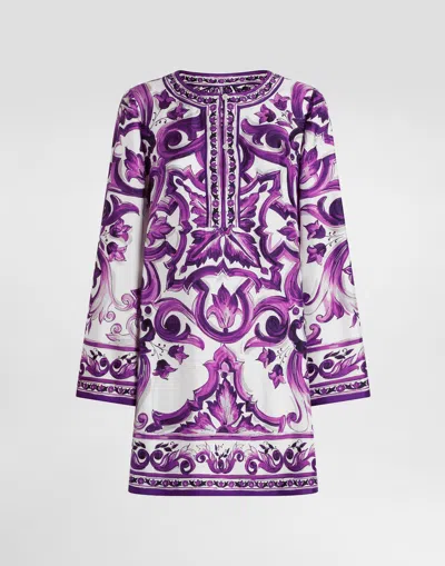 DOLCE & GABBANA MAJOLICA-PRINT TWILL DRESS