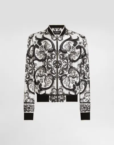 DOLCE & GABBANA MAJOLICA-PRINT TWILL JACKET