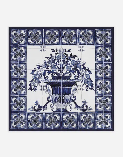 DOLCE & GABBANA MAJOLICA-PRINT SILK TWILL FOULARD (90X90)