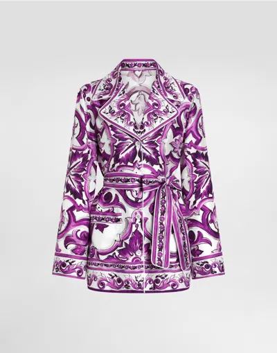 Dolce & Gabbana Majolica-print Twill Shirt In Purple