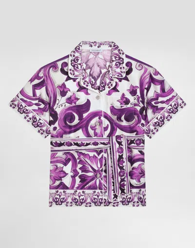 DOLCE & GABBANA MAJOLICA-PRINT TWILL SHIRT