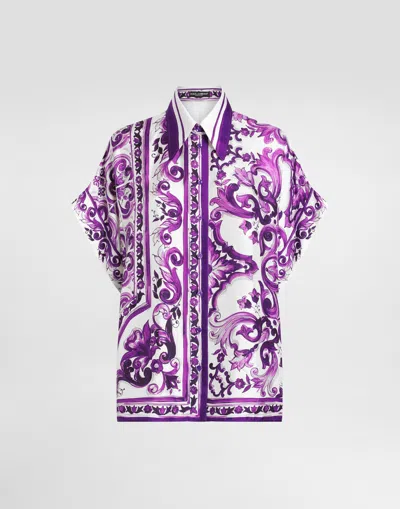 DOLCE & GABBANA MAJOLICA-PRINT TWILL SHIRT