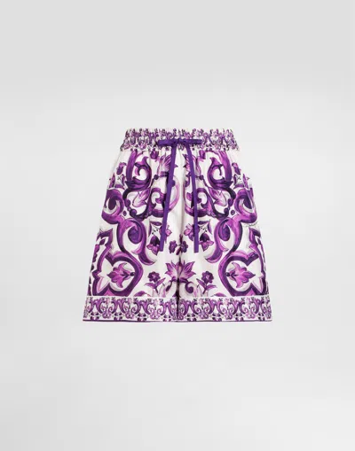 DOLCE & GABBANA MAJOLICA-PRINT TWILL SHORTS
