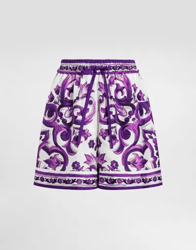 DOLCE & GABBANA MAJOLICA-PRINT TWILL SHORTS