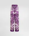 Dolce & Gabbana Majolica Print High Rise Wide Leg Pants