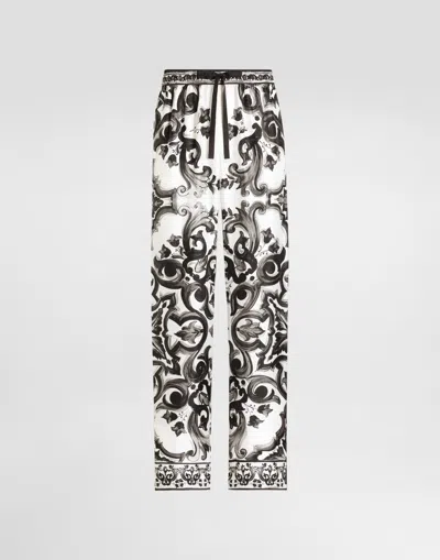 Dolce & Gabbana Majolica-print Twill Trousers In ホワイト