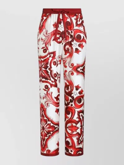 Dolce & Gabbana Majolica Print Twill Trousers Unique Design In Multi