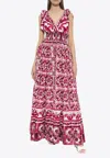 Dolce & Gabbana Women's Maiolica Print Poplin Maxi Dress In Pink