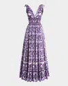 Dolce & Gabbana Majolica-print V-neck Tie Popline Maxi Dress