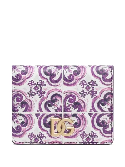 Dolce & Gabbana Majolica-print Wallet In Purple