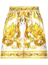 Dolce & Gabbana Majolica Print Silk Pajama Shorts In Yellow