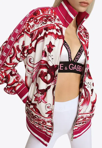 Dolce & Gabbana Majolica Print Zip-up Jacket In Multicolor