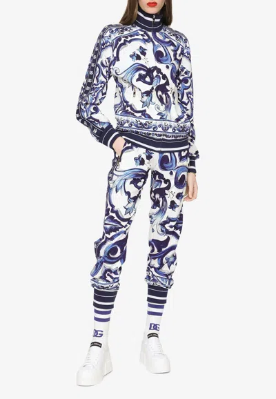 DOLCE & GABBANA MAJOLICA PRINT ZIP-UP TRACK JACKET,F9C50T FPIAH HH3TN