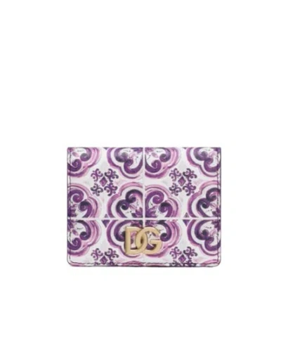 Dolce & Gabbana Dolce  Gabbana Majolica Printed Bi-fold Wallet In Purple
