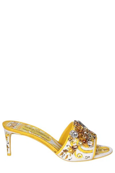 Dolce & Gabbana Dolce&gabbana Majolica Print Embellished Slide Sandal In Multi