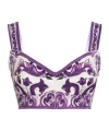 Dolce & Gabbana Dolce  Gabbana Majolica-printed Bustier Top In Purple