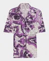 Dolce & Gabbana Majolica-printed Crochet Lace Camp Shirt