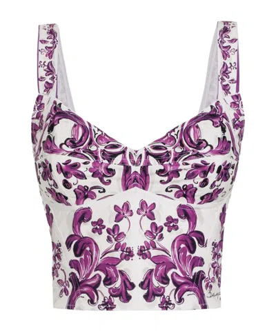 DOLCE & GABBANA DOLCE  GABBANA MAJOLICA PRINTED CROPPED TOP