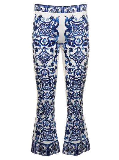 Dolce & Gabbana Majolica-print Cropped Trousers In Multi